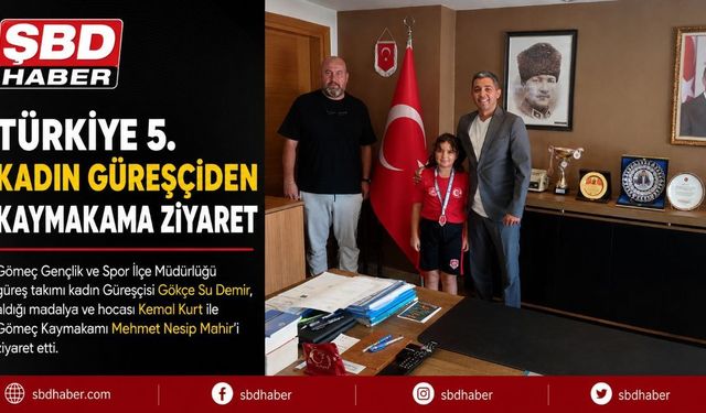Türkiye 5.'si Kadın Güreşçiden Kaymakama Ziyaret
