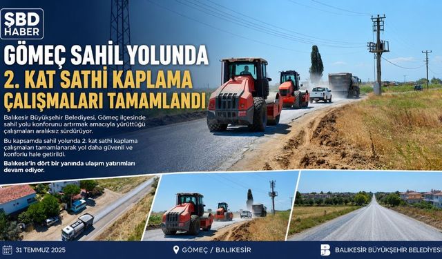 Gömeç Sahil Yolunda 2. Kat Sathi Kaplama Çalışmaları Tamamlandı