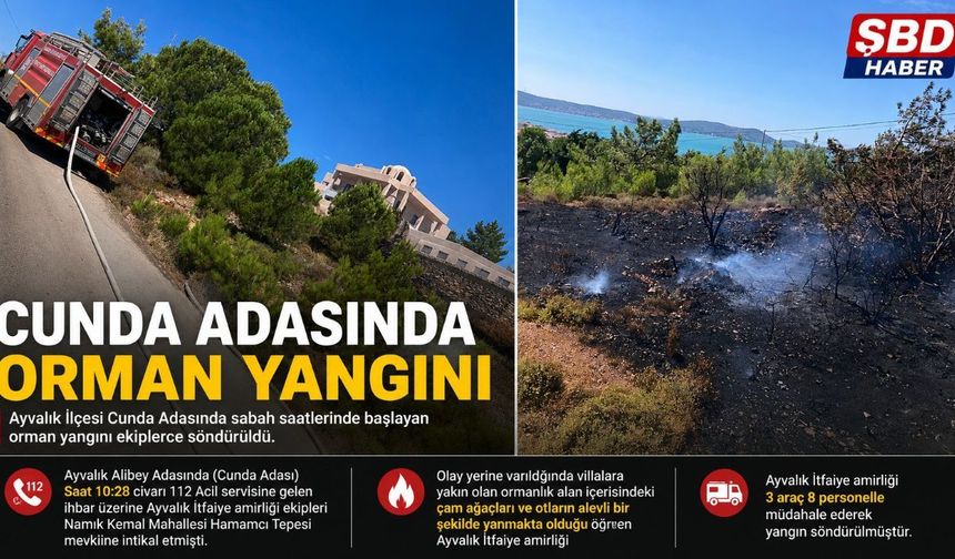 Cunda Adasında orman yangını söndürüldü