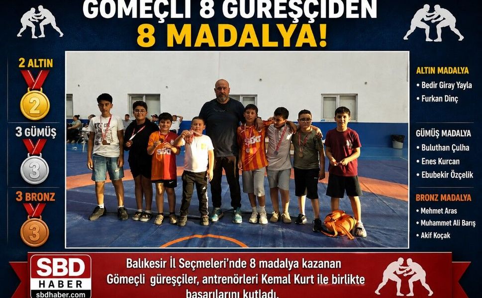 Gömeçli 8 güreşçiden 8 madalya