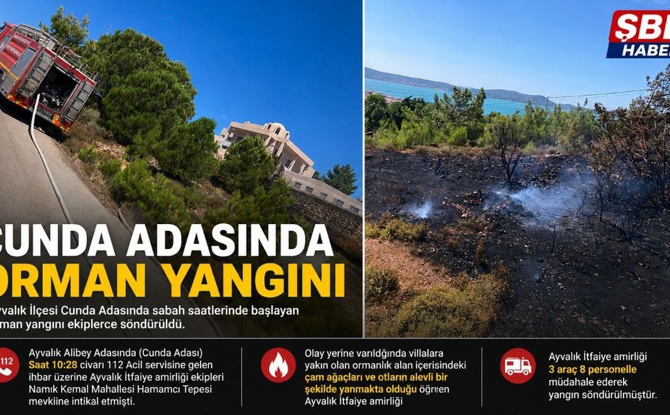 Cunda Adasında orman yangını söndürüldü