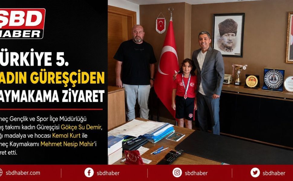 Türkiye 5.'si Kadın Güreşçiden Kaymakama Ziyaret
