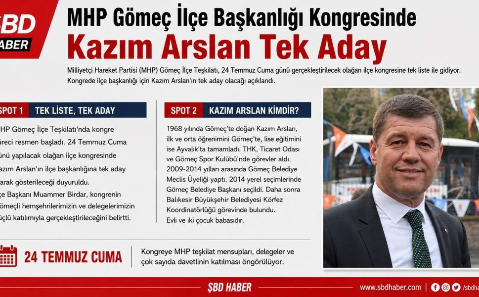 MHP Gömeç İlçe Başkanlığı Kongresinde Kazım Arslan Tek Aday