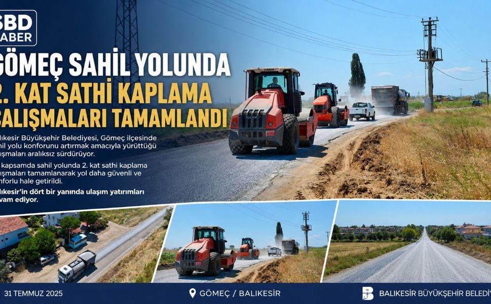 Gömeç Sahil Yolunda 2. Kat Sathi Kaplama Çalışmaları Tamamlandı
